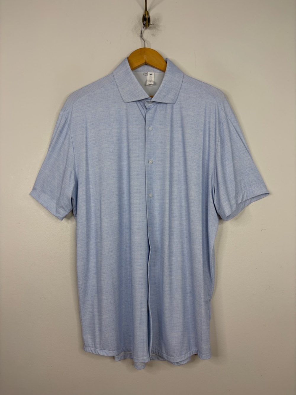 State and Liberty Shirt Mens 2XL Light Blue Short Sleeve Button Up Athletic